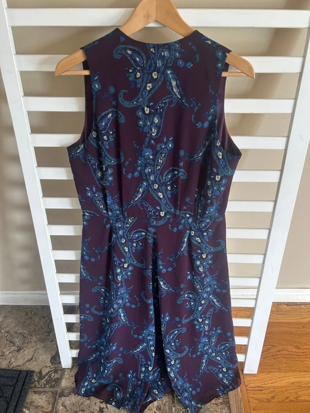 CAbi Treasure Paisley #3461 Floral Pocket Midi Dress Blue Plum Short Sleeve 12 - Picture 6 of 13